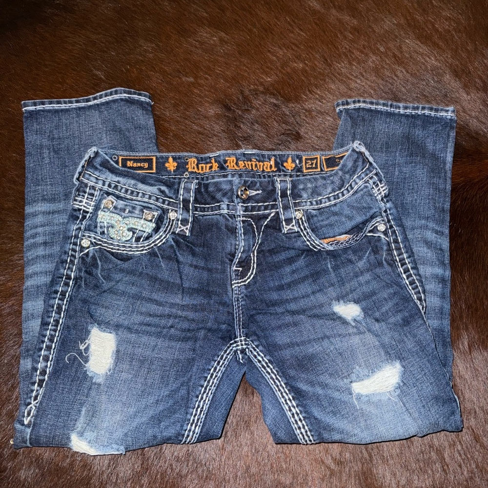 Rock Revival Women's Blue Denim Capris - Picture 2 of 2